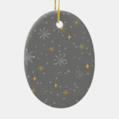 冬のモダン雪片フォトグレークリスマス セラミックオーナメント (裏面)