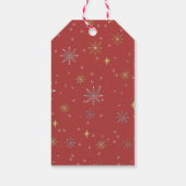 冬のモダン雪片フォトレッドクリスマス ギフトタグ (裏面)
