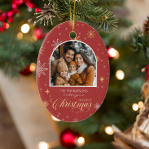 冬のモダン雪片フォトレッドクリスマス