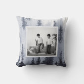 冬のモダン青い木と写真装飾用クッション クッション (正面)