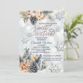 冬のモダン《写真》ぼけ味フローラ水色 招待状 (スタンド正面)