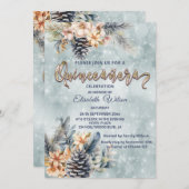 冬のモダン《写真》ぼけ味フローラ水色 招待状 (正面/裏面)