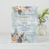 冬のモダン《写真》ぼけ味フローラ水色 招待状 (スタンド正面)