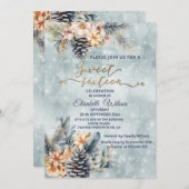冬のモダン《写真》ぼけ味フローラ水色 招待状 (正面/裏面)