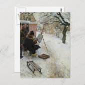 冬のモチーフのオーソガタン ポストカード (正面/裏面)