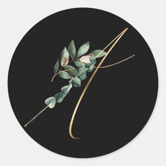 冬のモノグラムレタークリスマス ラウンドシール (正面)