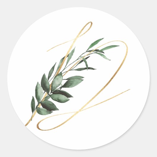 冬のモノグラム文字クリスマス ラウンドシール (正面)