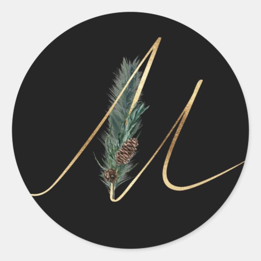 冬のモノグラム クリスマスレター M ラウンドシール (正面)