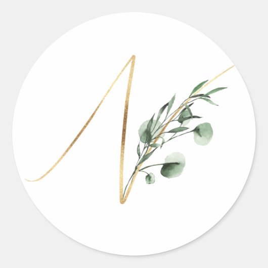 冬のモノグラム クリスマスレター N ラウンドシール (正面)