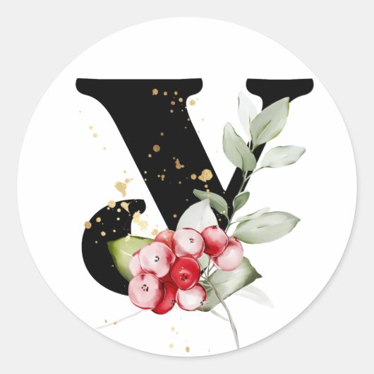 冬のモノグラム ブルガリアのキリル文字 アルファベット クラス ラウンドシール (正面)