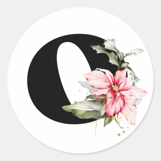 冬のモノグラム ブルガリアのキリル文字 アルファベット クラス ラウンドシール (正面)