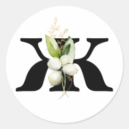 冬のモノグラム ブルガリアのキリル文字 アルファベット クラス ラウンドシール