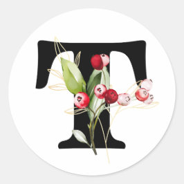 冬のモノグラム ブルガリアのキリル文字 アルファベット クラス ラウンドシール