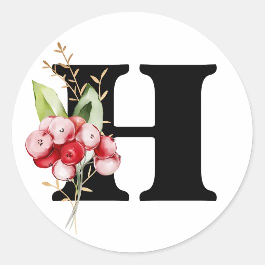 冬のモノグラム ブルガリアのキリル文字 アルファベット クラス ラウンドシール (正面)