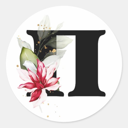 冬のモノグラム ブルガリアのキリル文字 アルファベット クラス ラウンドシール (正面)