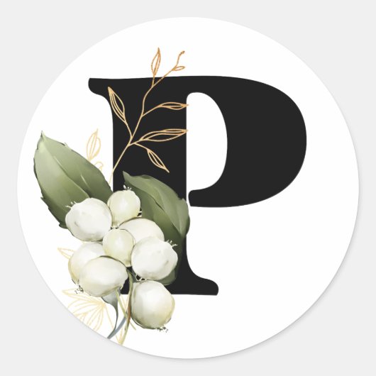 冬のモノグラム ブルガリアのキリル文字 クラス ラウンドシール (正面)