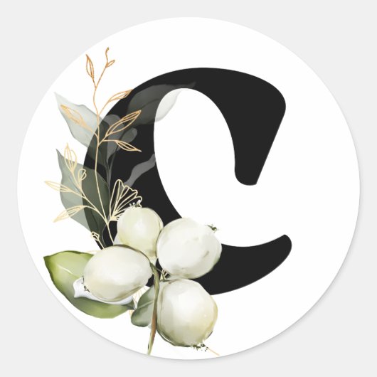 冬のモノグラム ブルガリア語キリル文字 クラス ラウンドシール (正面)