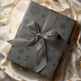 冬のモノトーンのスノーフレーク炭 ラッピングペーパー
