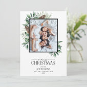 冬のモミのコーン多肉質メリークリスマスフォトホー シーズンカード (スタンド正面)