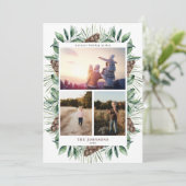 冬のモミのコーン緑3 Photoホリデーカード シーズンカード (スタンド正面)