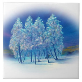 冬のモミの木の抽象芸術の森のアートワーク タイル