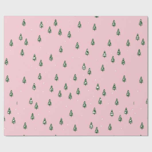 冬のモミ市場ピンクのクリスマス ラッピングペーパー (フラット)