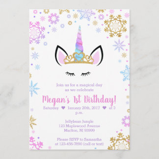 冬のユニコーンの誕生日招待状 招待状