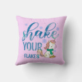 冬のユニコーン |フレークを振る クッション (裏面)