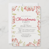 冬のユニーク果実の緑のクリスマスパーティー 招待状 (正面)