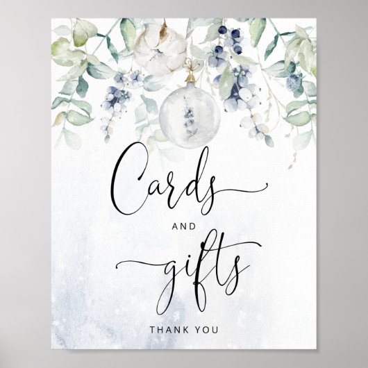 冬のユーカリエレガントプタスカードとギフト ポスター (正面)