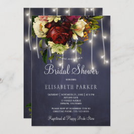 冬のライ素朴ト海軍ブルゴーニュブライダルシャワー 招待状