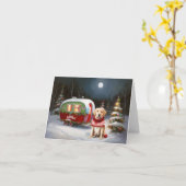 冬のラブラドールキャラバンクリスマスアドベンチャー カード (黄色い花)