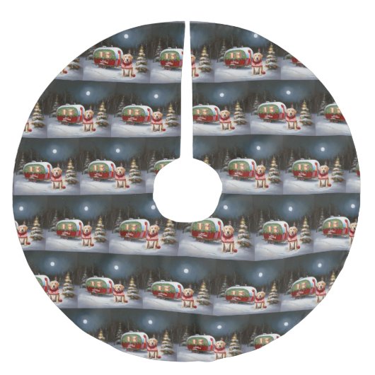 冬のラブラドールキャラバンクリスマスアドベンチャー ブラッシュドポリエステルツリースカート (正面)