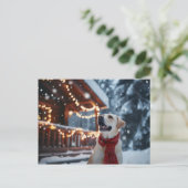 冬のラブラドールクリスマスカード シーズンポストカード (スタンド正面)