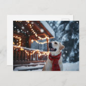 冬のラブラドールクリスマスカード シーズンポストカード (正面/裏面)