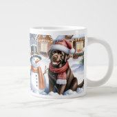 冬のラブラドールリトリエバーパピードッグ雪だるま ジャンボコーヒーマグカップ (右)