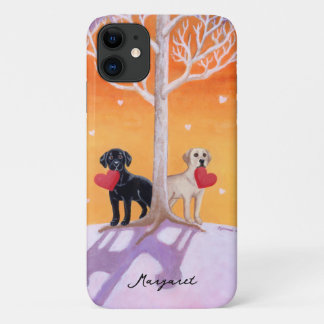 冬のラブラドール絵画ズ iPhone 11 ケース