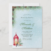 冬のランタンと鳥のウェディングシャワー招待状 (正面)