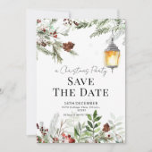 冬のランタン クリスマスパーティーのお知らせカード 招待状 (正面)