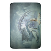 冬のランドスキャップの氷のドラゴンと氷の王女 バスマット (正面縦)