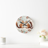 冬のリスたちの愛 ラウンド壁時計 (ホーム)