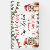 冬のリスのクリスマス1st誕生日パーティー 横断幕 (縦)