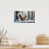 冬のリスのポスター ポスター (キッチン)