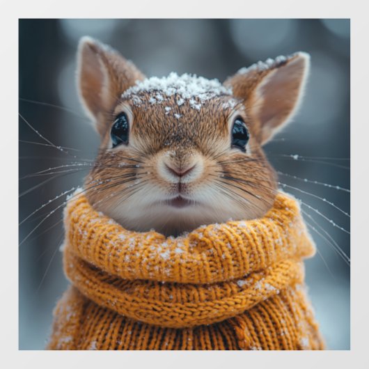 冬のリスの窓が離れない ウィンドウサイン (シート)