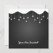 冬のリハーサルディナースノーフレークデコレーションブラック 招待状 (裏面)