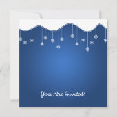 冬のリハーサルディナースノーフレークデコレーションブルー 招待状 (裏面)