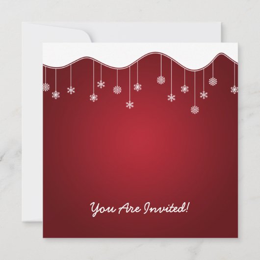 冬のリハーサルディナースノーフレークデコレーションレッド 招待状 (裏面)