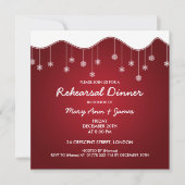 冬のリハーサルディナースノーフレークデコレーションレッド 招待状 (正面)