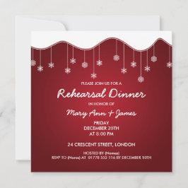 冬のリハーサルディナースノーフレークデコレーションレッド 招待状
