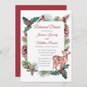 冬のリハーサルディナーレッドクリスマスフローラ 招待状 (正面/裏面)